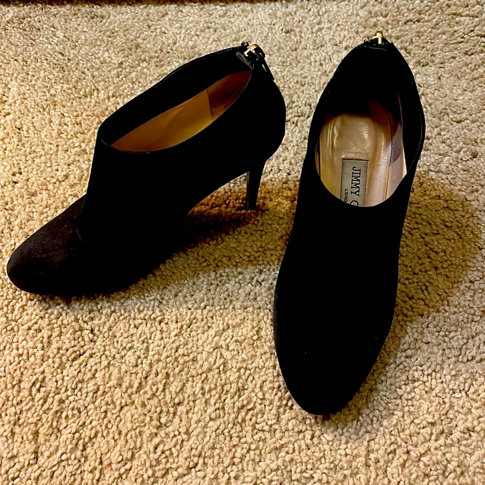 Jimmy Choo black suede booties in pre-loved condition! Size 37 (US 7)